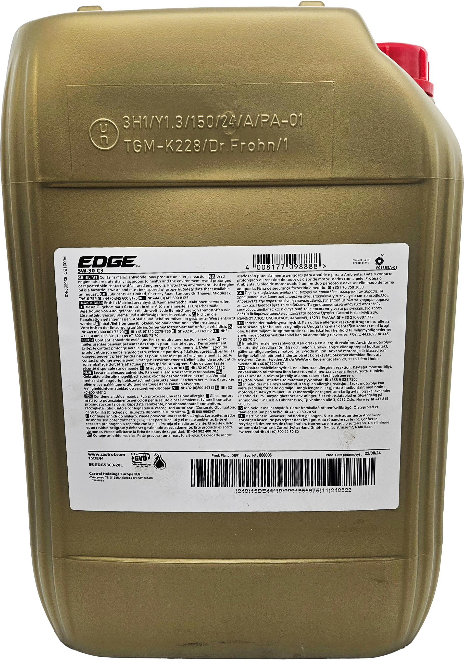 Castrol Edge 5W-30 C3 (ex. FST) Motoröl 20l Kanister