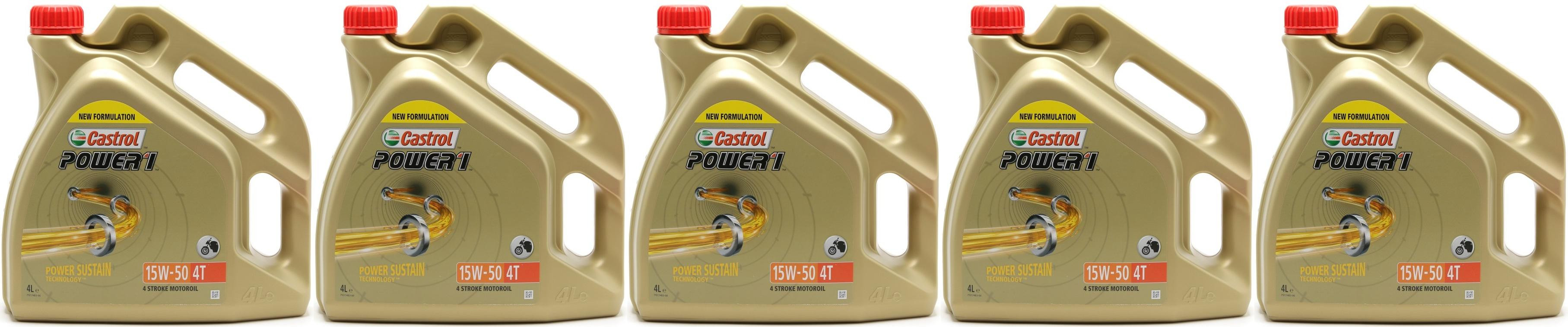 Castrol Power 1 4T 15W-50 Motoröl 5x 4l = 20 Liter