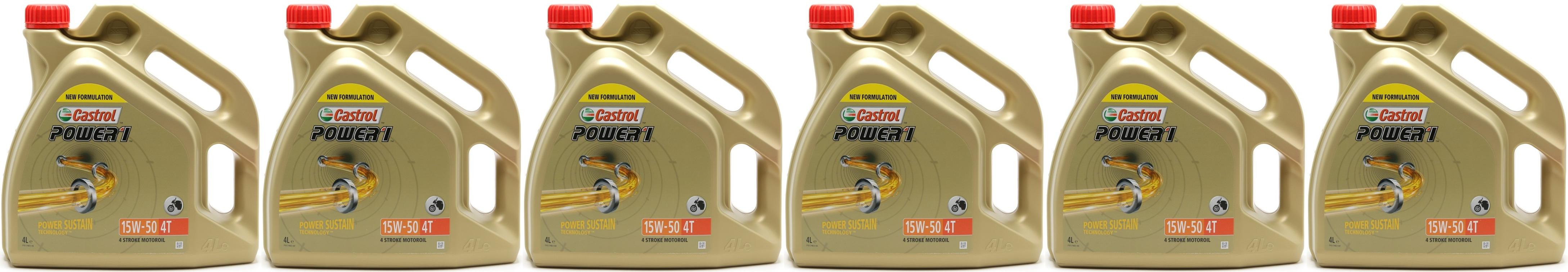 Castrol Power 1 4T 15W-50 Motoröl 6x 4l = 24 Liter