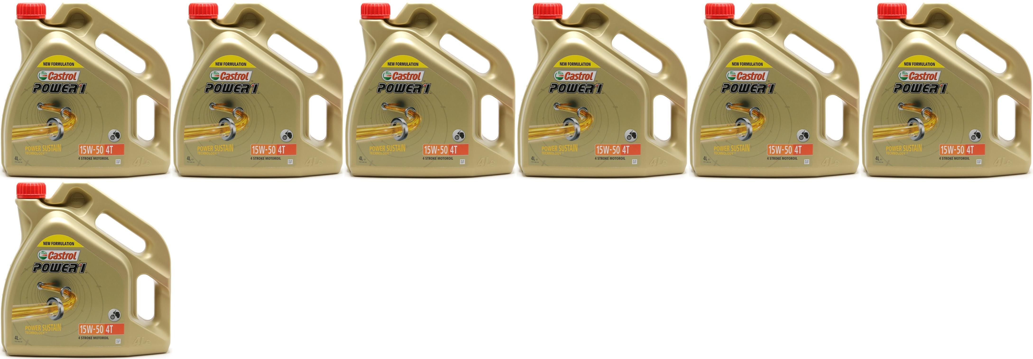 Castrol Power 1 4T 15W-50 Motoröl 7x 4l = 28 Liter