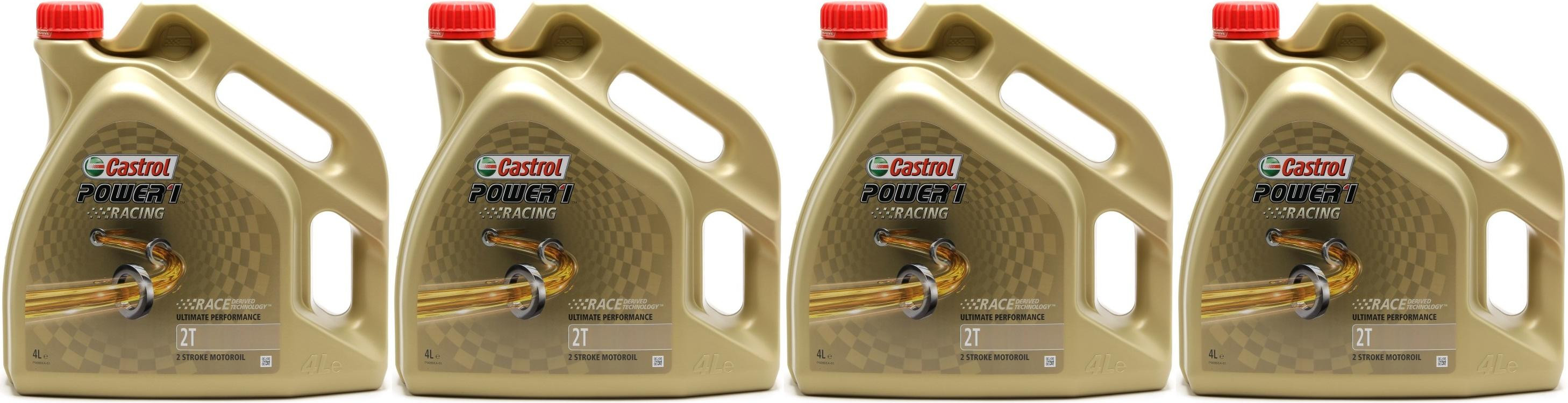 Castrol Power 1 Racing 2T vollsynthetisches Motorrad Motoröl 4x 4l = 16 Liter
