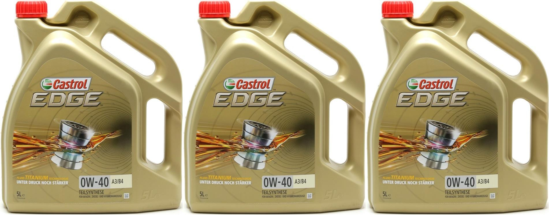 Castrol Edge Fluid Titanium (ex. FST) 0W-40 A3/B4 Motoröl 3x 5 = 15 Liter