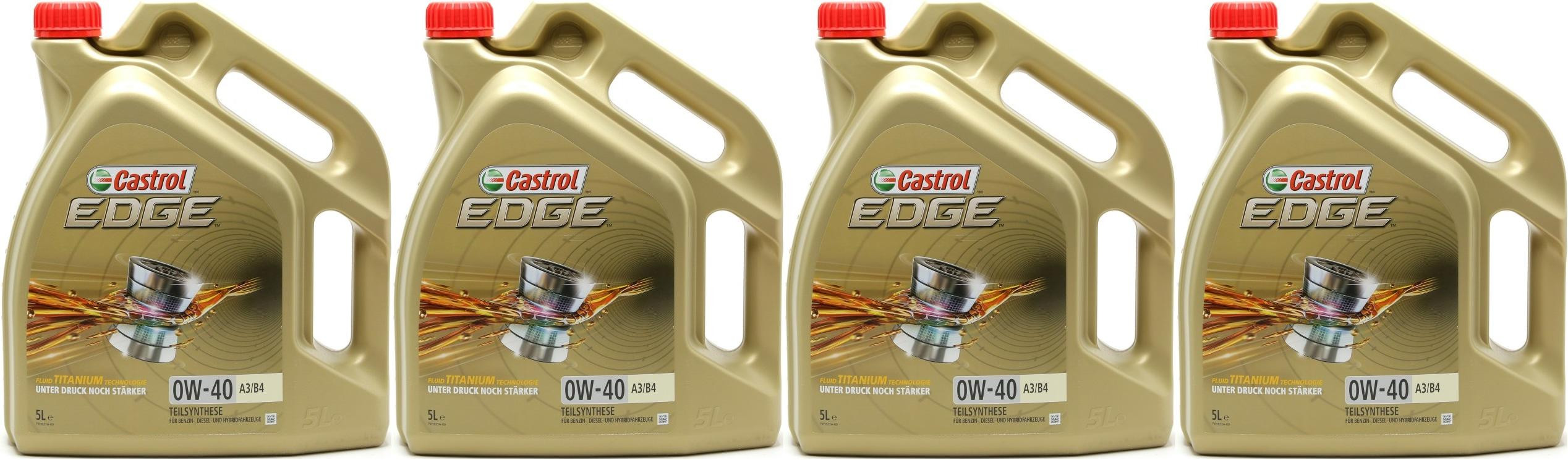 Castrol Edge Fluid Titanium (ex. FST) 0W-40 A3/B4 Motoröl 4x 5 = 20 Liter