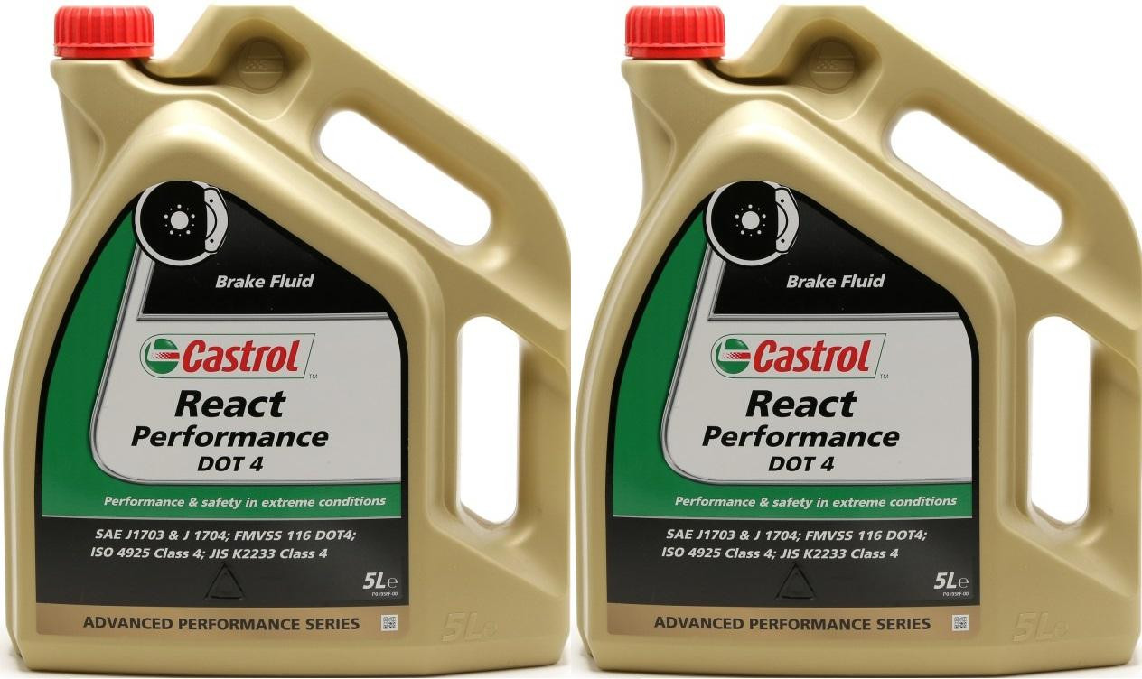 Castrol React Performance DOT 4 Bremsflüssigkeit 2x 5 = 10 Liter