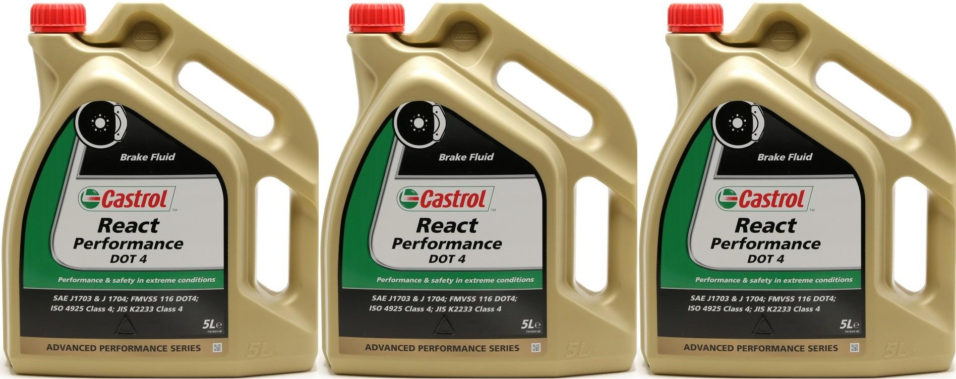 Castrol React Performance DOT 4 Bremsflüssigkeit 3x 5 = 15 Liter