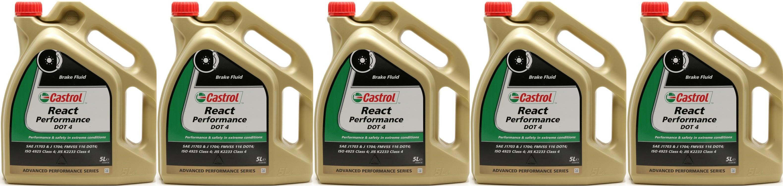 Castrol React Performance DOT 4 Bremsflüssigkeit 5x 5 = 25 Liter
