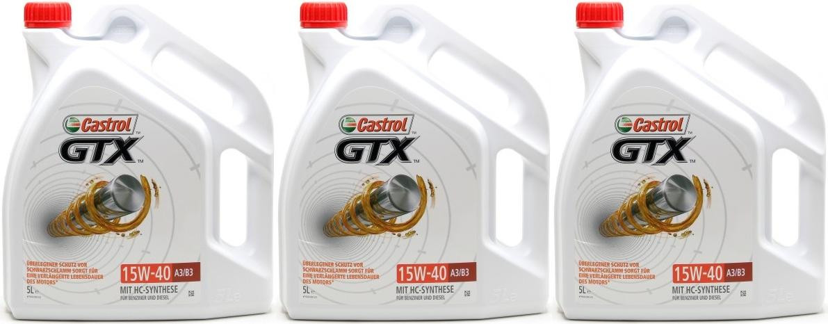 Castrol GTX 15W-40 A3/B3 Motoröl 3x 5 = 15 Liter