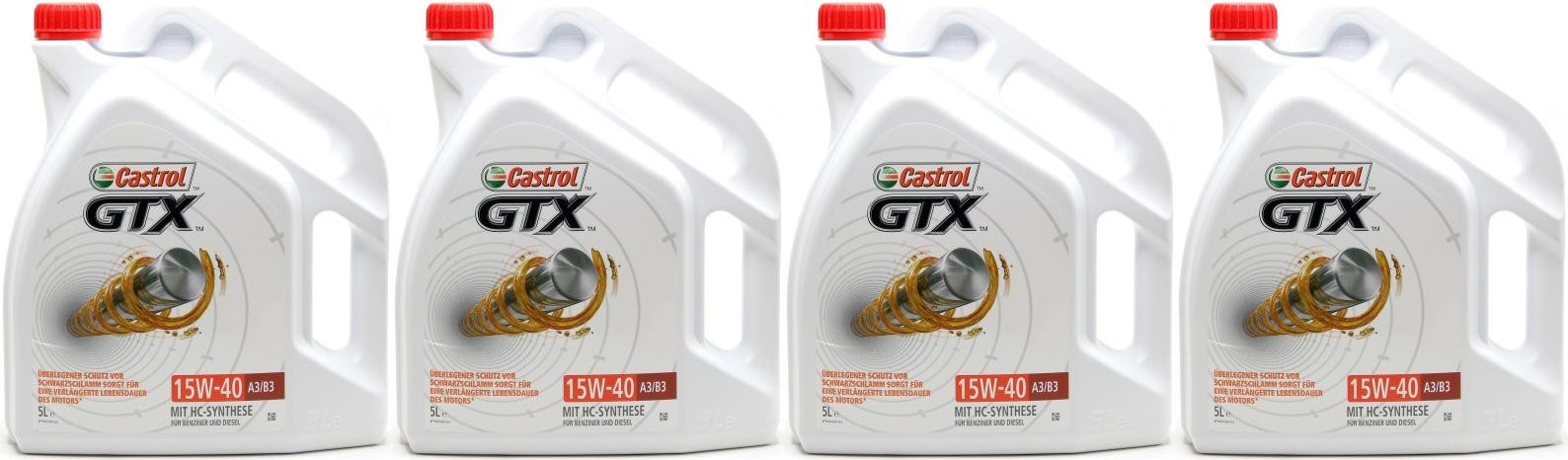 Castrol GTX 15W-40 A3/B3 Motoröl 4x 5 = 20 Liter