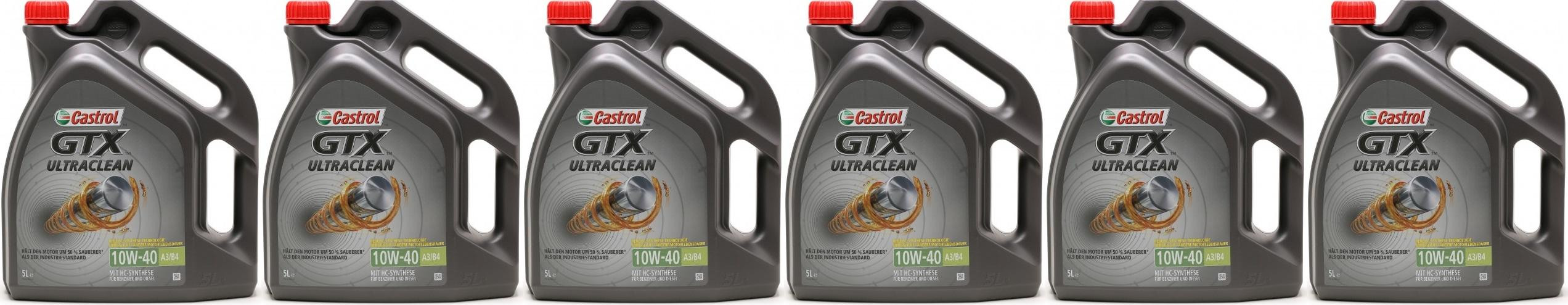 Castrol GTX Ultraclean 10W-40 A3/B4 Diesel & Benziner Motoröl 6x 5 = 30 Liter