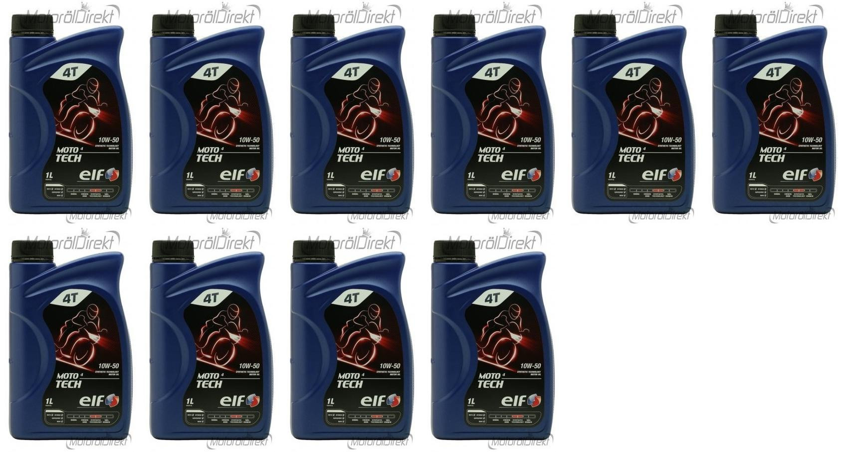 Elf Moto 4 tech SAE 10W-50 4T Motorrad Motoröl 10x 1l = 10 Liter
