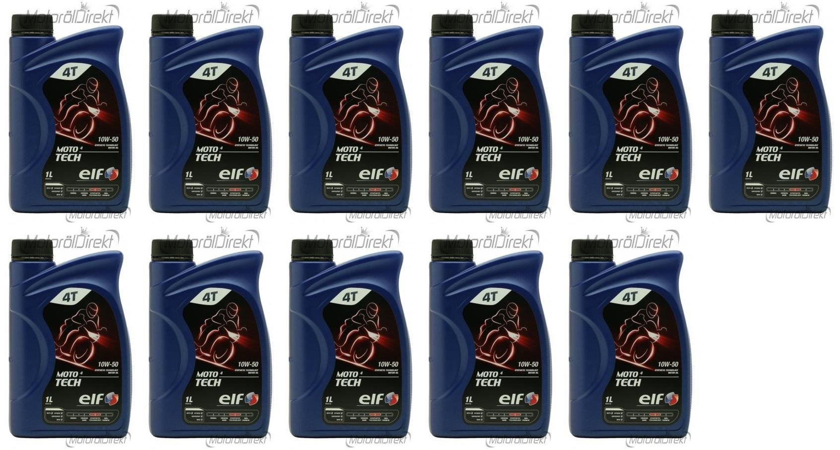 Elf Moto 4 tech SAE 10W-50 4T Motorrad Motoröl 11x 1l = 11 Liter