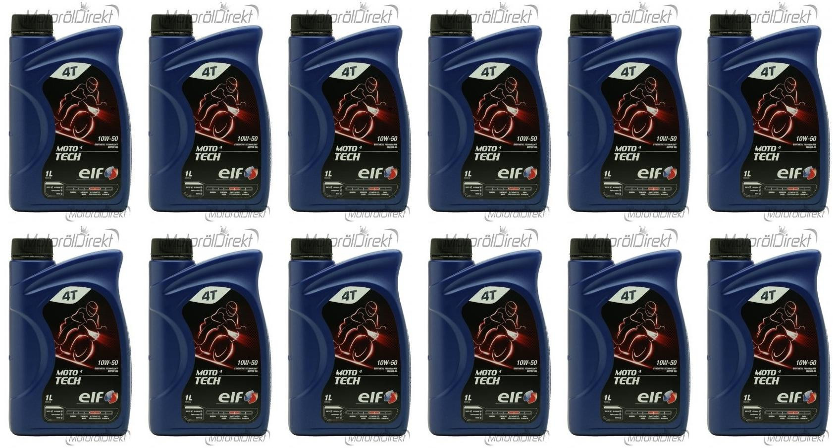 Elf Moto 4 tech SAE 10W-50 4T Motorrad Motoröl 12x 1l = 12 Liter