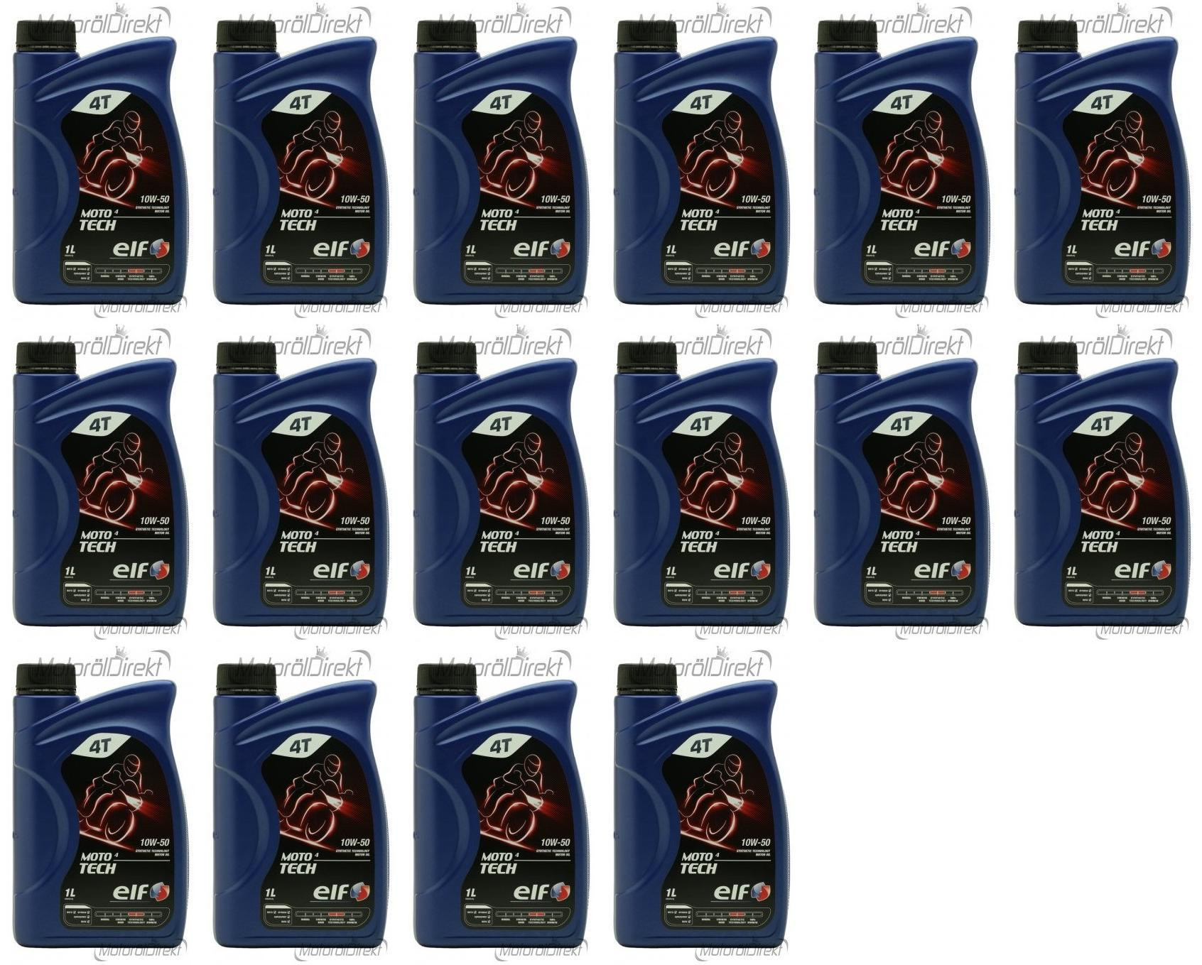 Elf Moto 4 tech SAE 10W-50 4T Motorrad Motoröl 16x 1l = 16 Liter