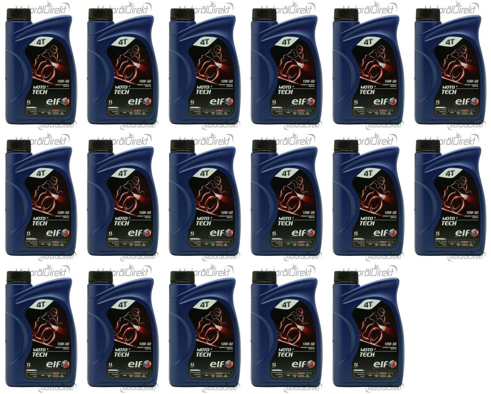 Elf Moto 4 tech SAE 10W-50 4T Motorrad Motoröl 17x 1l = 17 Liter