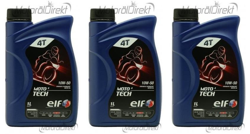 Elf Moto 4 tech SAE 10W-50 4T Motorrad Motoröl 3x 1l = 3 Liter