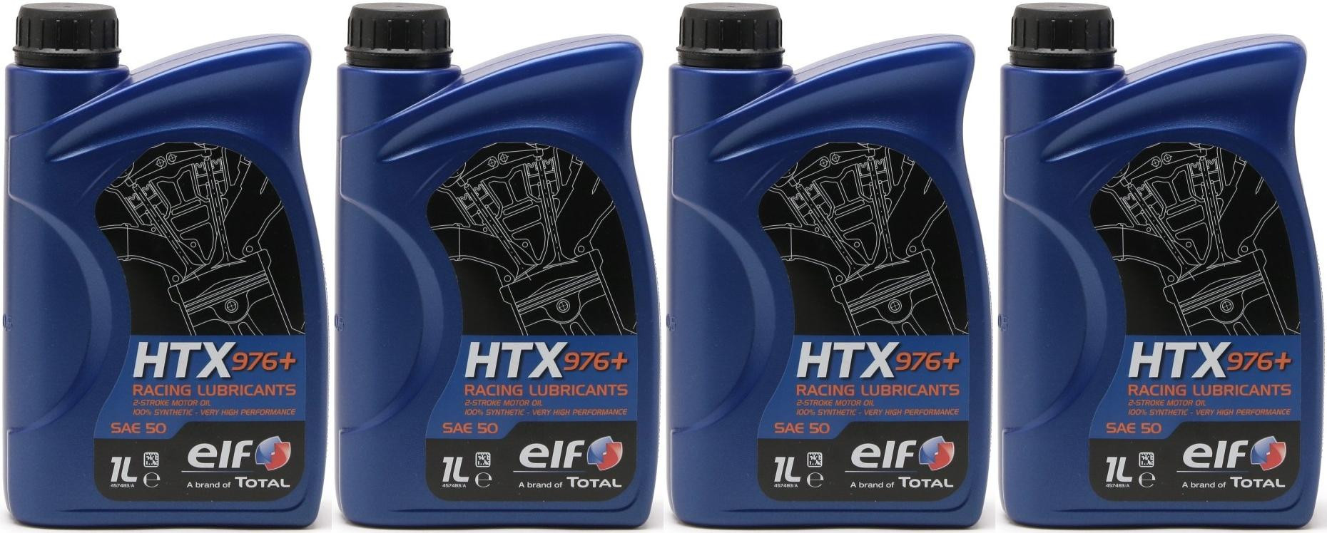 Elf HTX 976+ Racing Lubricants 100 % Synthetic 2-T Motoröl 4x 1l = 4 Liter