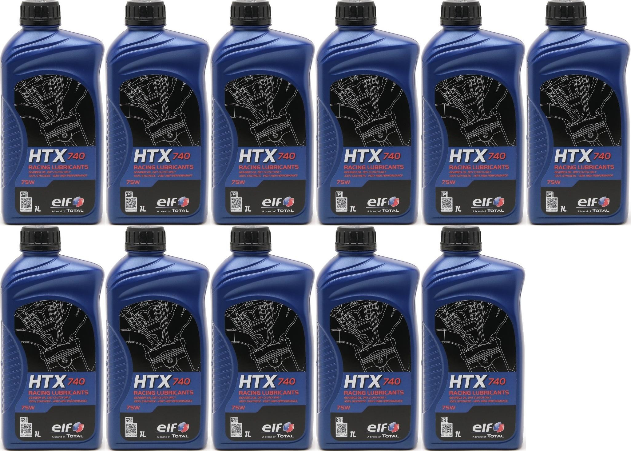 Elf HTX 740 Racing Getriebeöl 75W 2-Takt Motorrad Motoröl 11x 1l = 11 Liter
