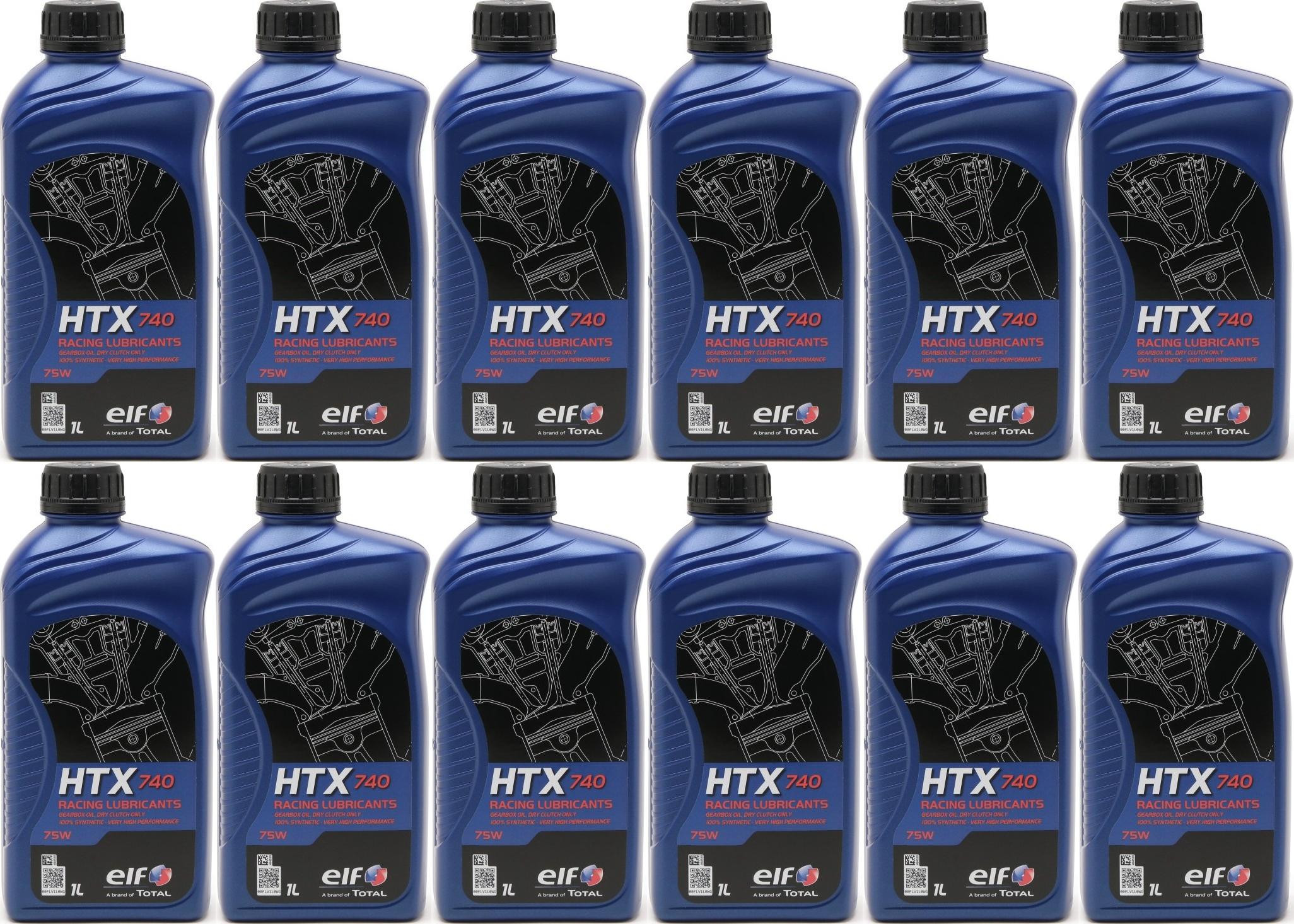 Elf HTX 740 Racing Getriebeöl 75W 2-Takt Motorrad Motoröl 12x 1l = 12 Liter