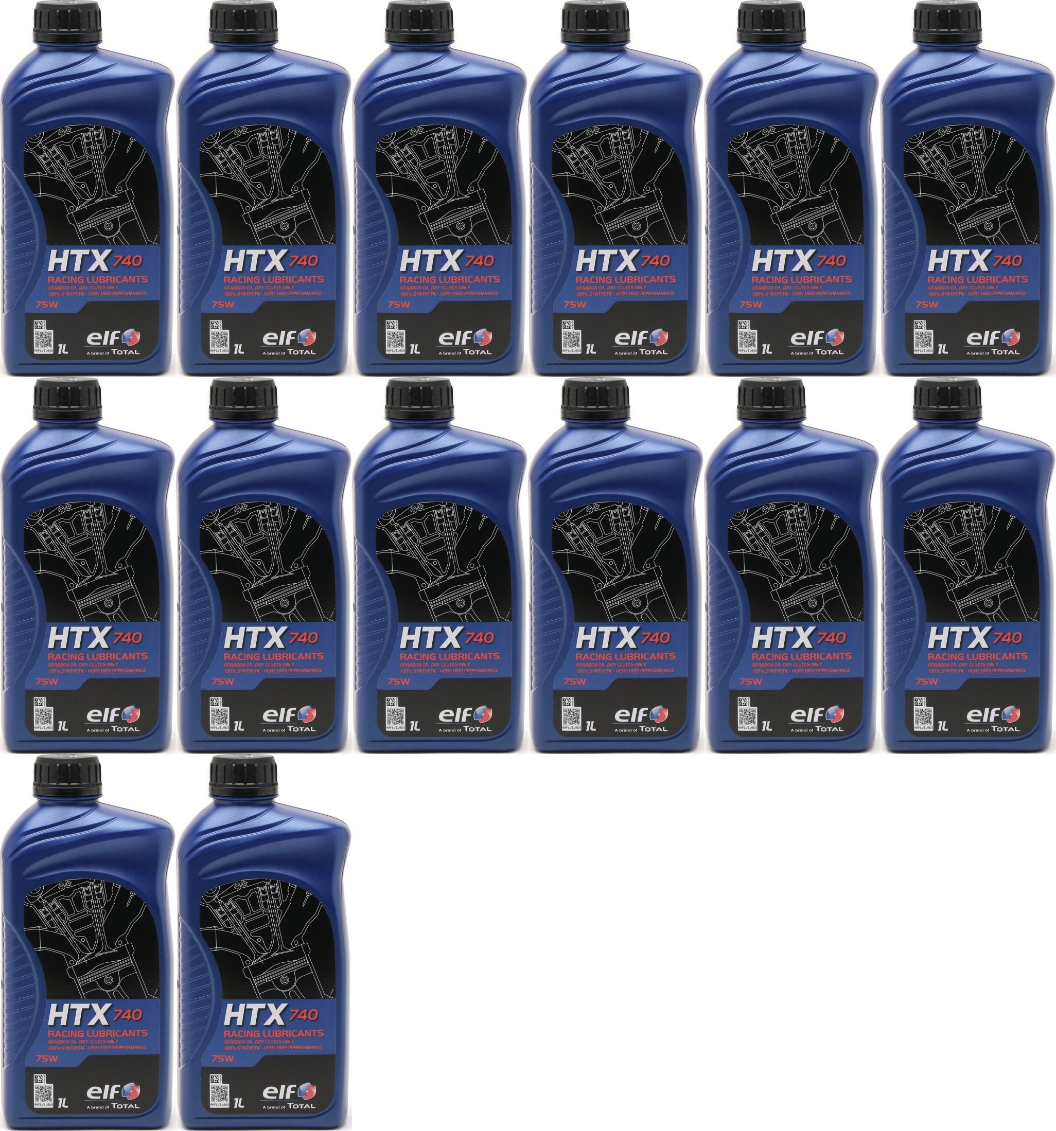 Elf HTX 740 Racing Getriebeöl 75W 2-Takt Motorrad Motoröl 14x 1l = 14 Liter