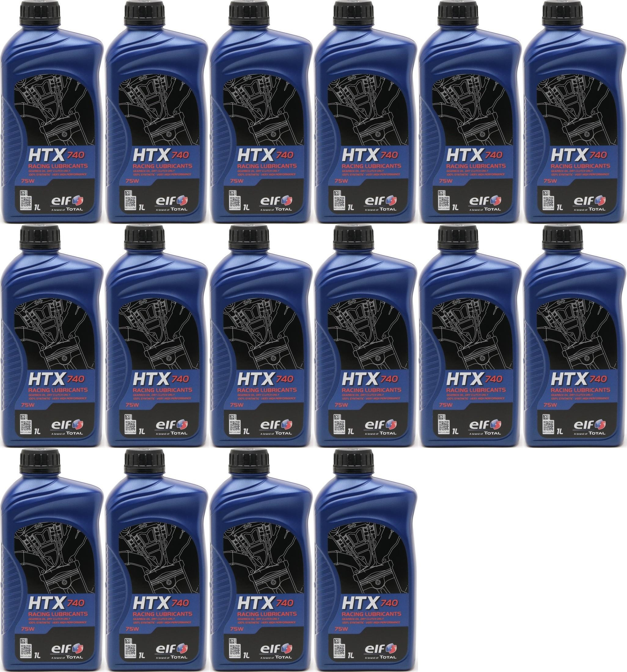 Elf HTX 740 Racing Getriebeöl 75W 2-Takt Motorrad Motoröl 16x 1l = 16 Liter