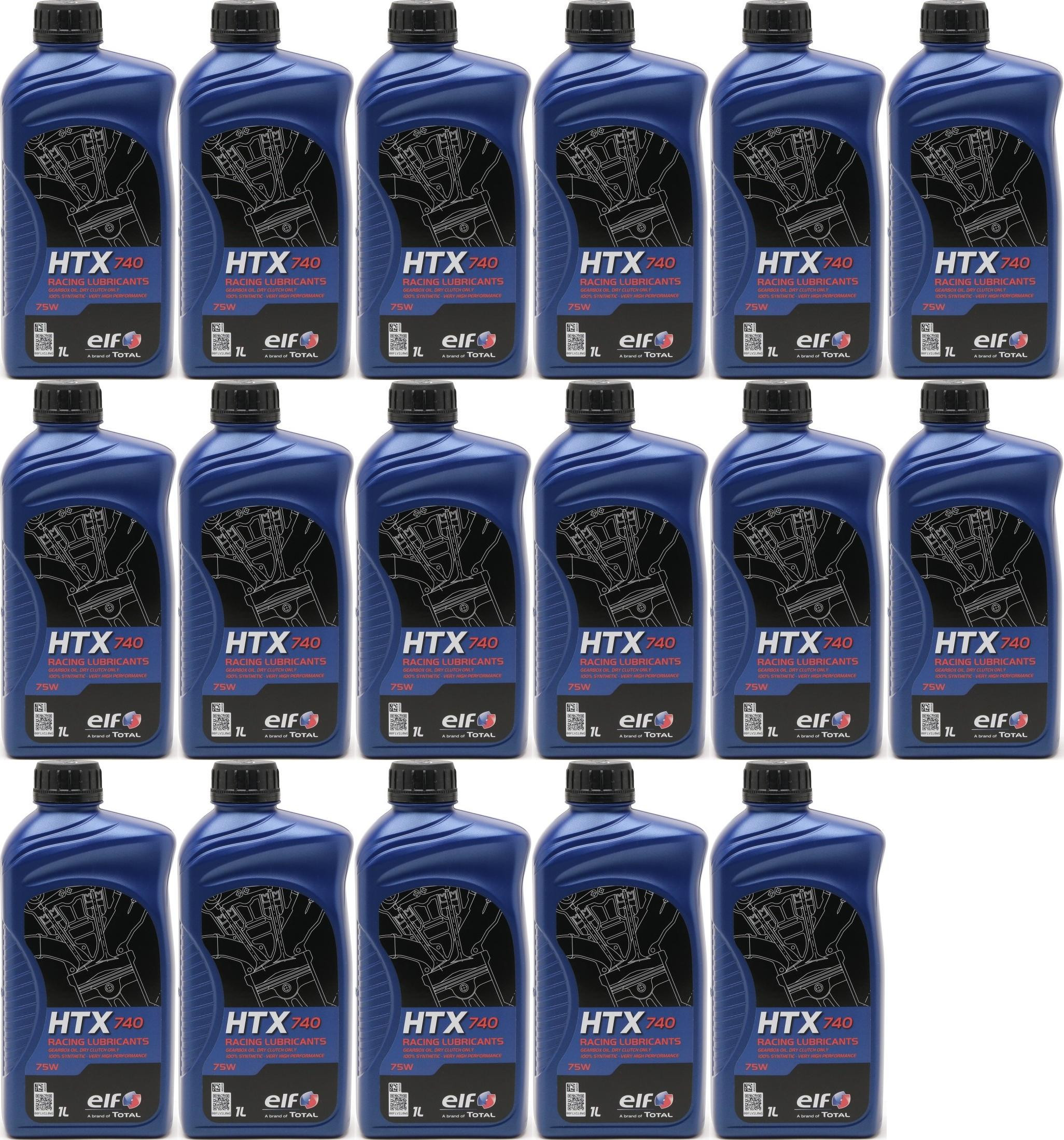 Elf HTX 740 Racing Getriebeöl 75W 2-Takt Motorrad Motoröl 17x 1l = 17 Liter