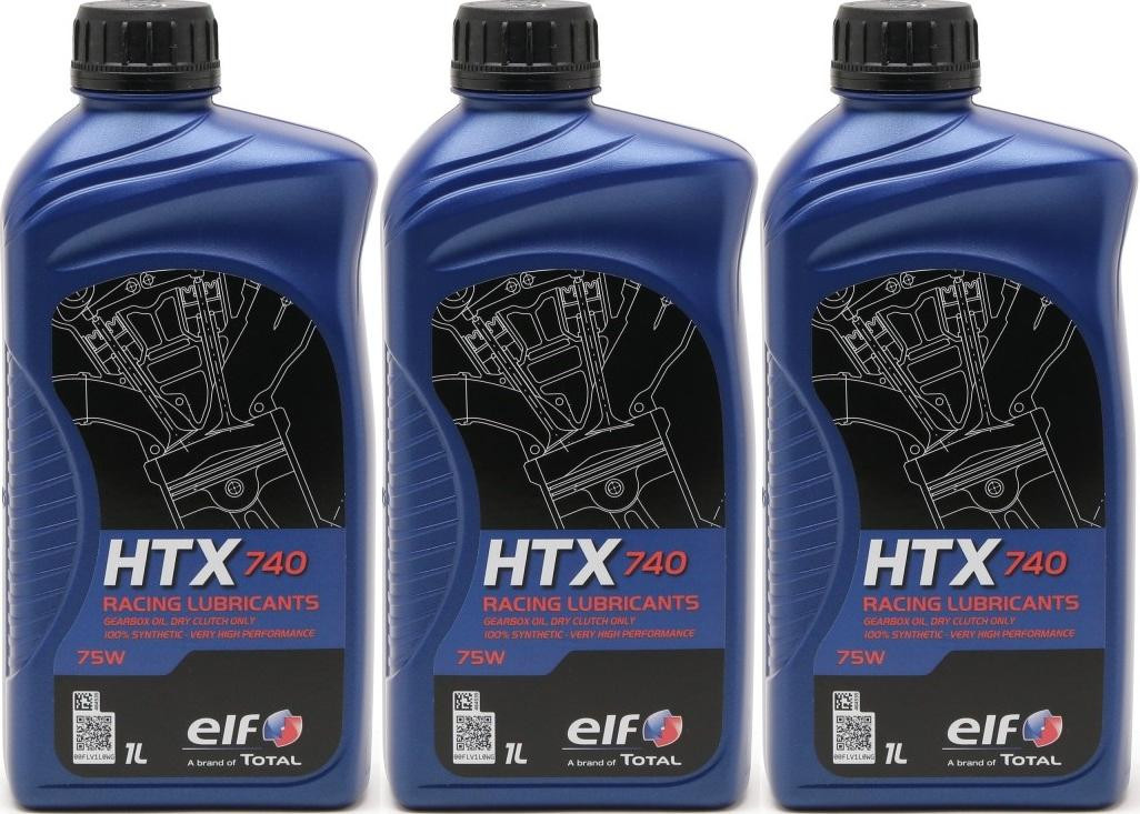Elf HTX 740 Racing Getriebeöl 75W 2-Takt Motorrad Motoröl 3x 1l = 3 Liter