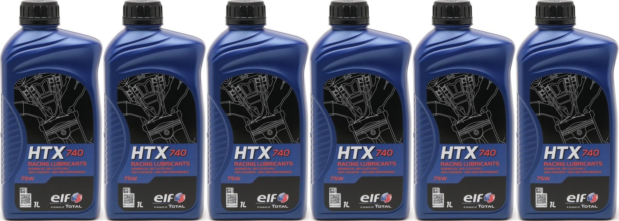 Elf HTX 740 Racing Getriebeöl 75W 2-Takt Motorrad Motoröl 6x 1l = 6 Liter
