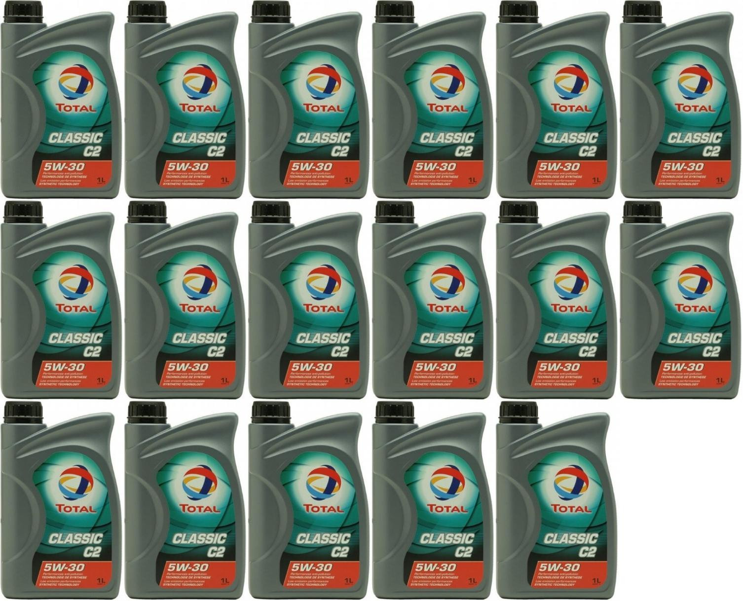 TOTAL Quartz Classic C2 5W-30 Motoröl 17x 1l = 17 Liter