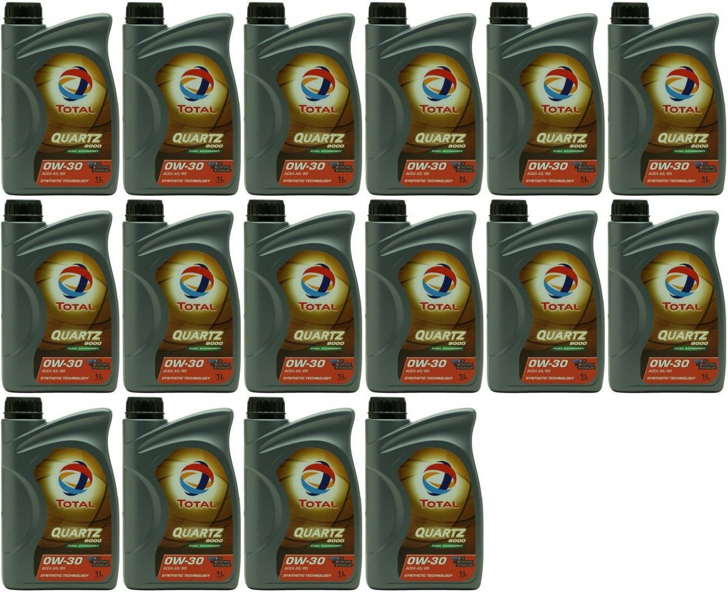 Total Quartz 9000 Fuel Economy 0W-30 Motoröl 16x 1l = 16 Liter