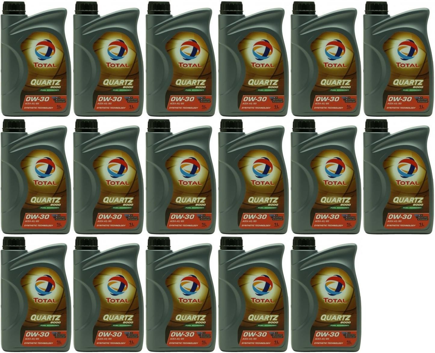 Total Quartz 9000 Fuel Economy 0W-30 Motoröl 17x 1l = 17 Liter