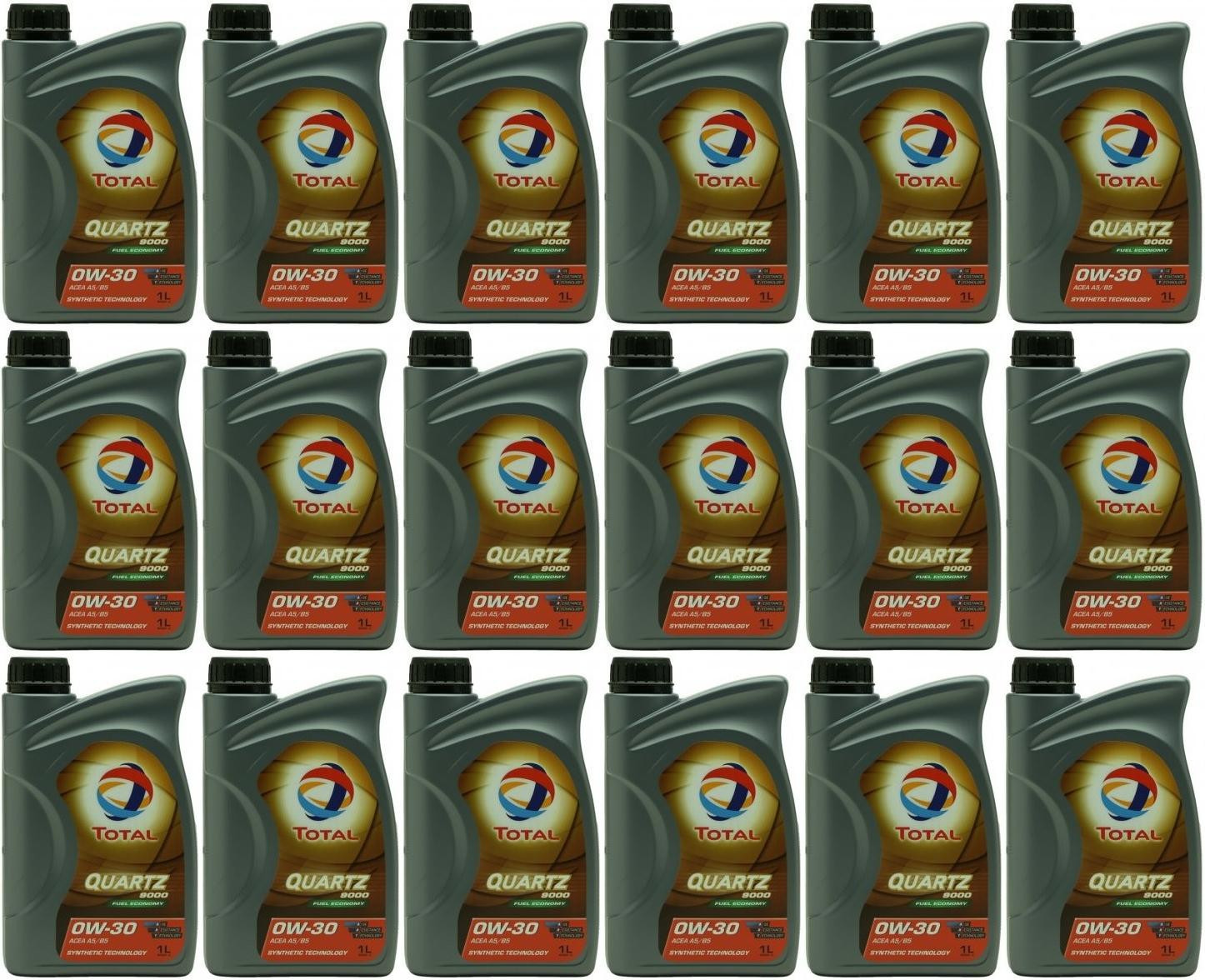 Total Quartz 9000 Fuel Economy 0W-30 Motoröl 18x 1l = 18 Liter