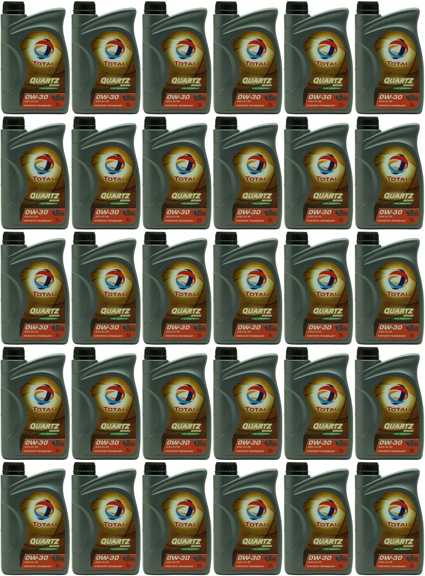 Total Quartz 9000 Fuel Economy 0W-30 Motoröl 30x 1l = 30 Liter