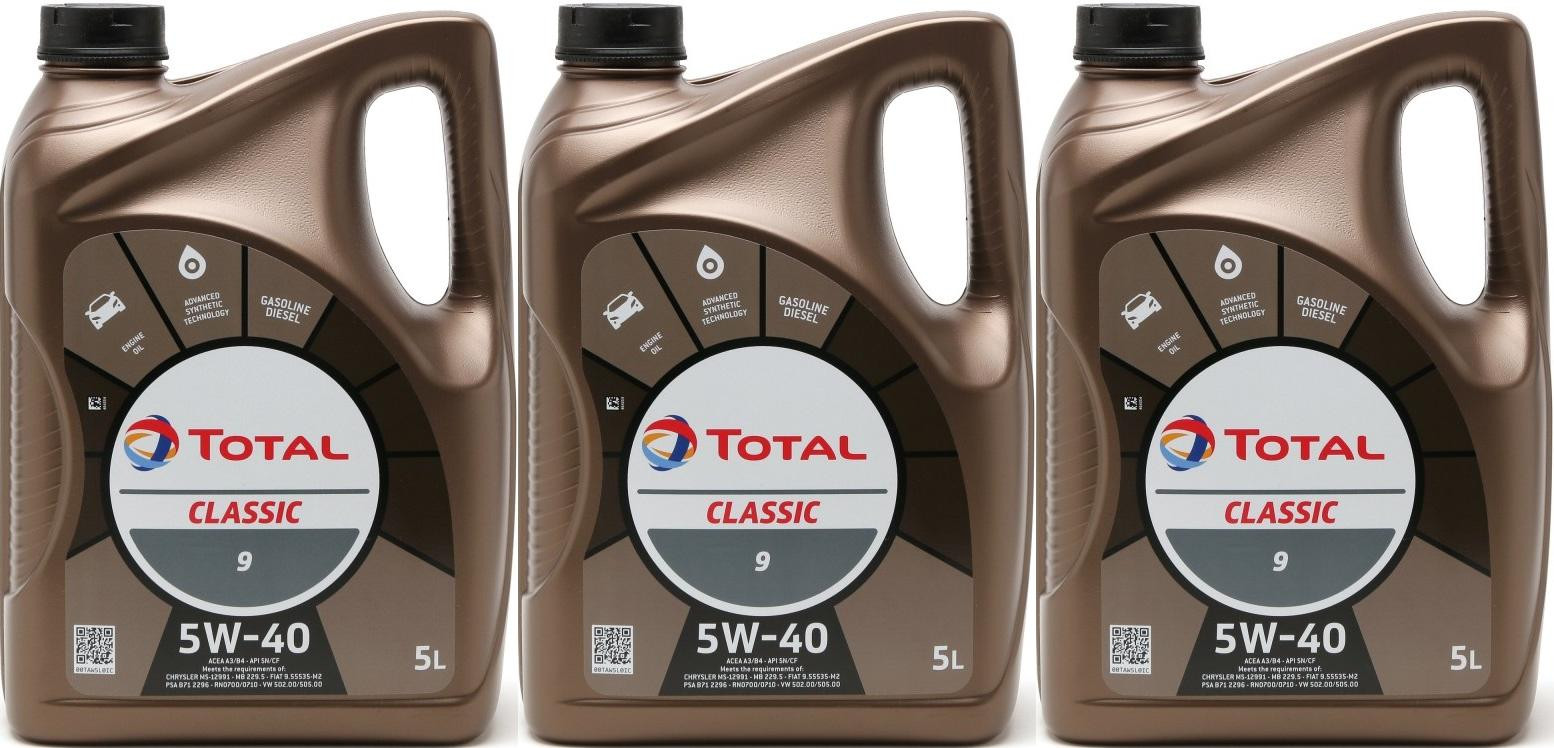 Total Classic 9 5W-40 Motoröl 3x 5 = 15 Liter