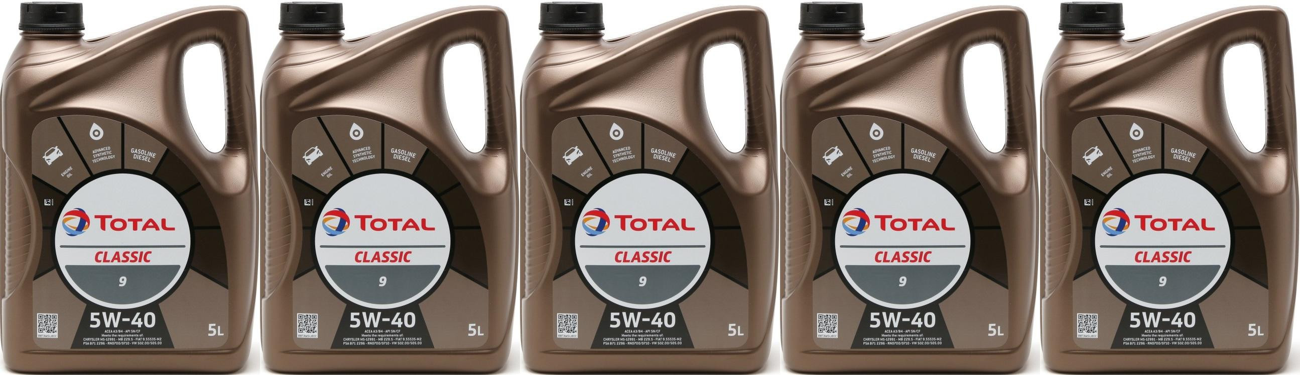 Total Classic 9 5W-40 Motoröl 5x 5 = 25 Liter