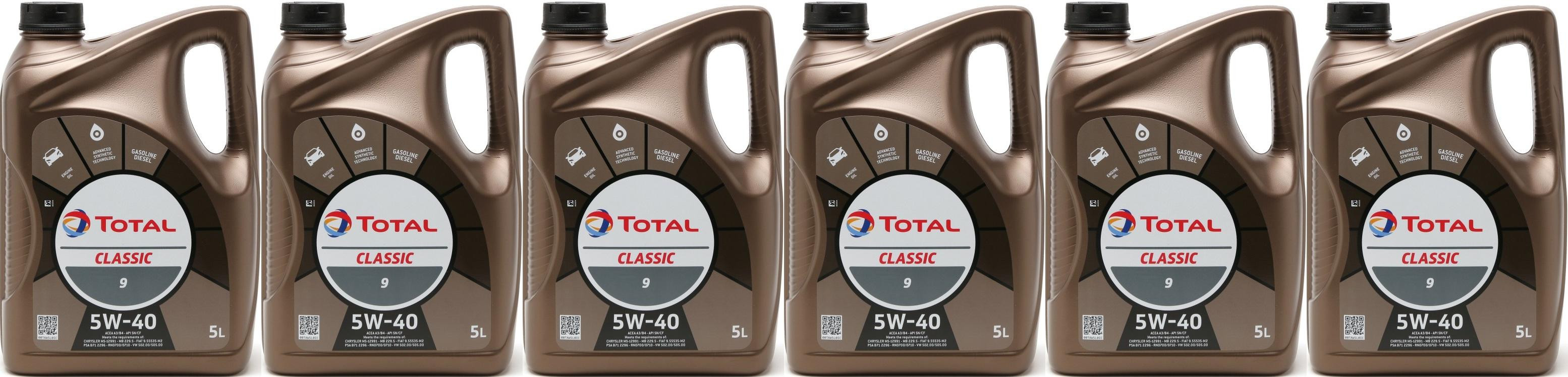 Total Classic 9 5W-40 Motoröl 6x 5 = 30 Liter