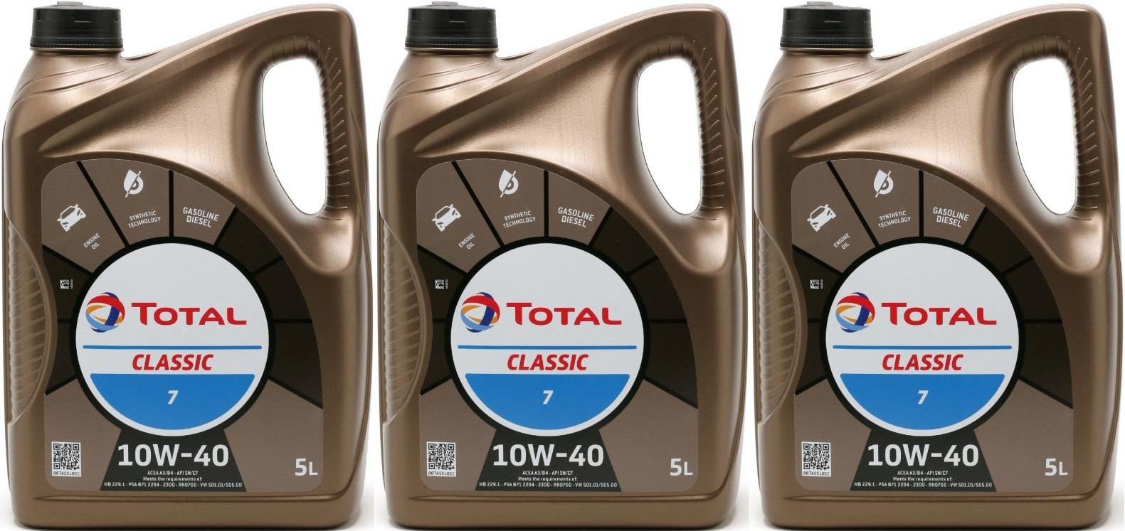 Total Classic 7 10W-40 Motoröl 3x 5 = 15 Liter