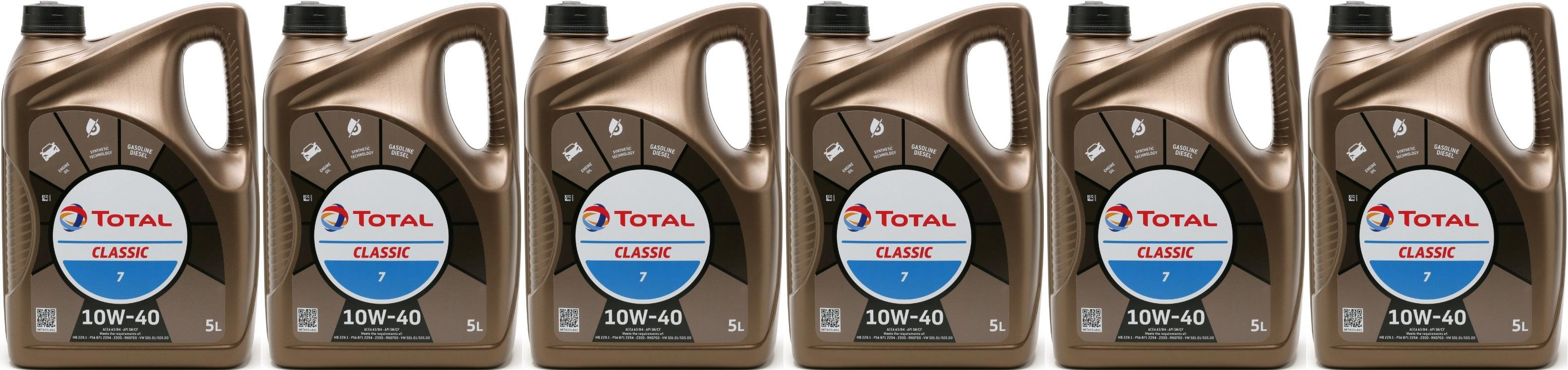 Total Classic 7 10W-40 Motoröl 6x 5 = 30 Liter