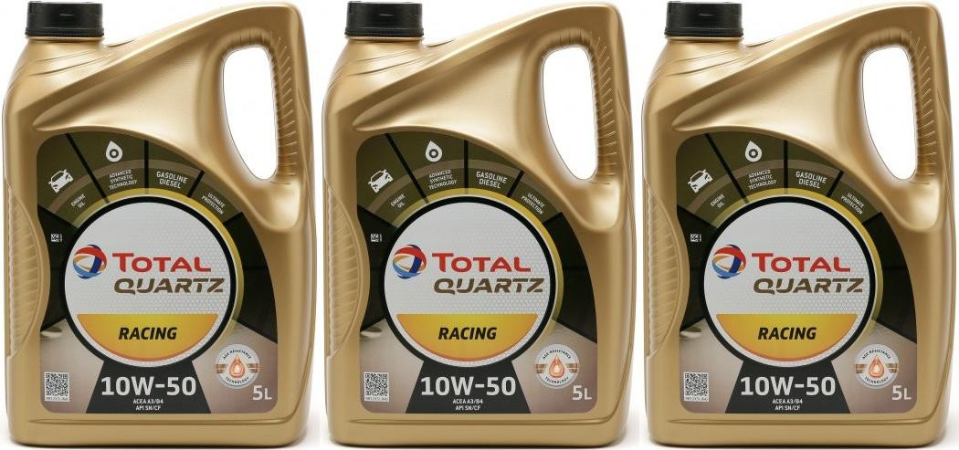 Total Quartz Racing 10W-50 Motoröl 3x 5 = 15 Liter