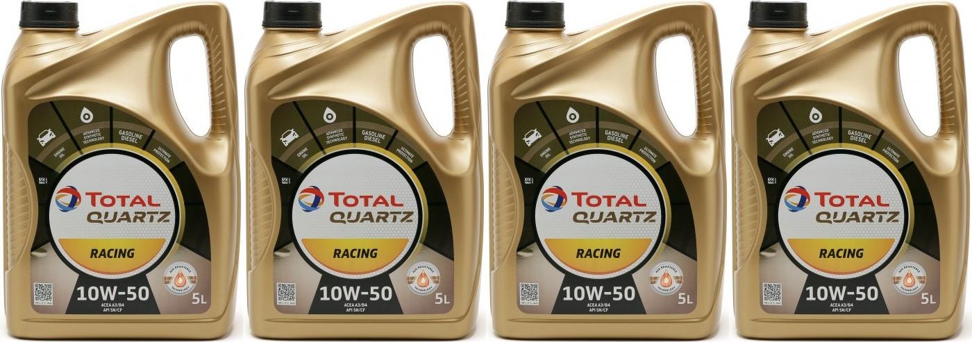 Total Quartz Racing 10W-50 Motoröl 4x 5 = 20 Liter
