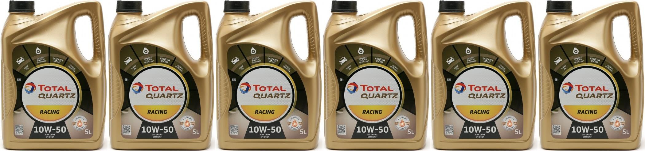 Total Quartz Racing 10W-50 Motoröl 6x 5 = 30 Liter