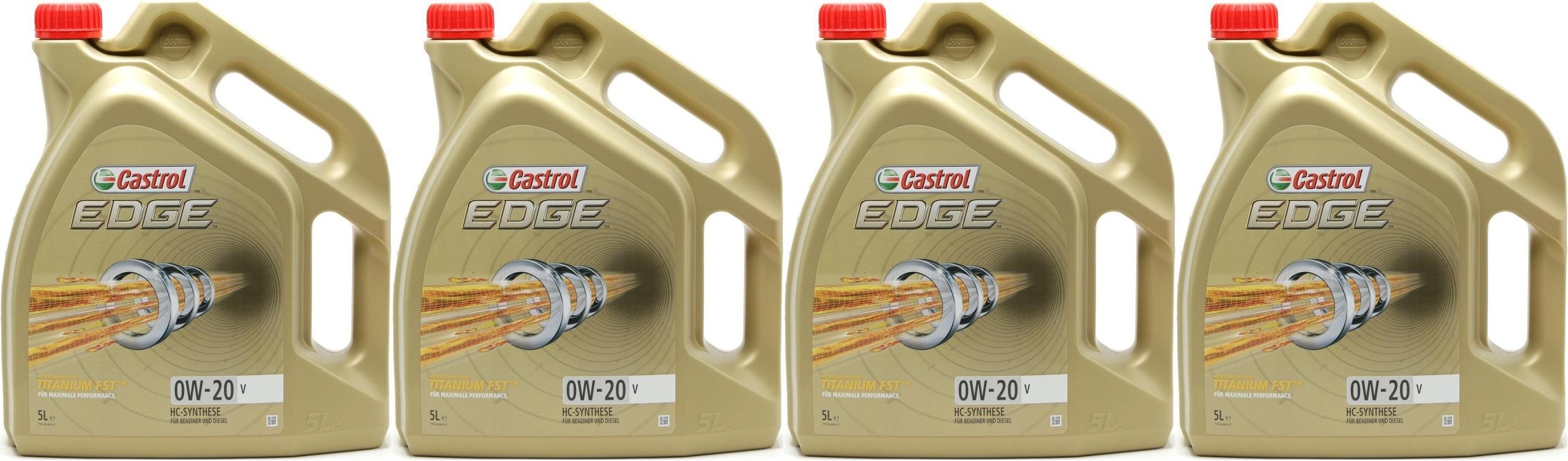 Castrol Edge V 0W-20 Motoröl 4x 5 = 20 Liter