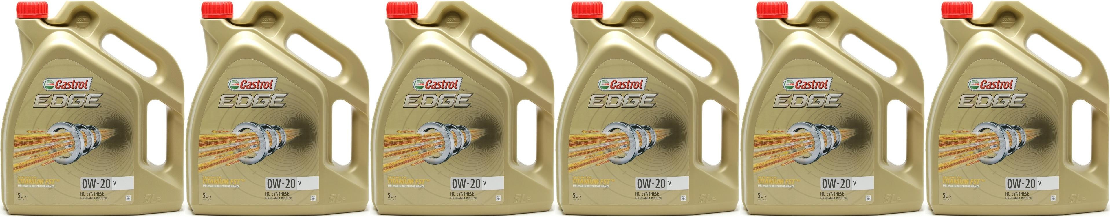 Castrol Edge V 0W-20 Motoröl 6x 5 = 30 Liter