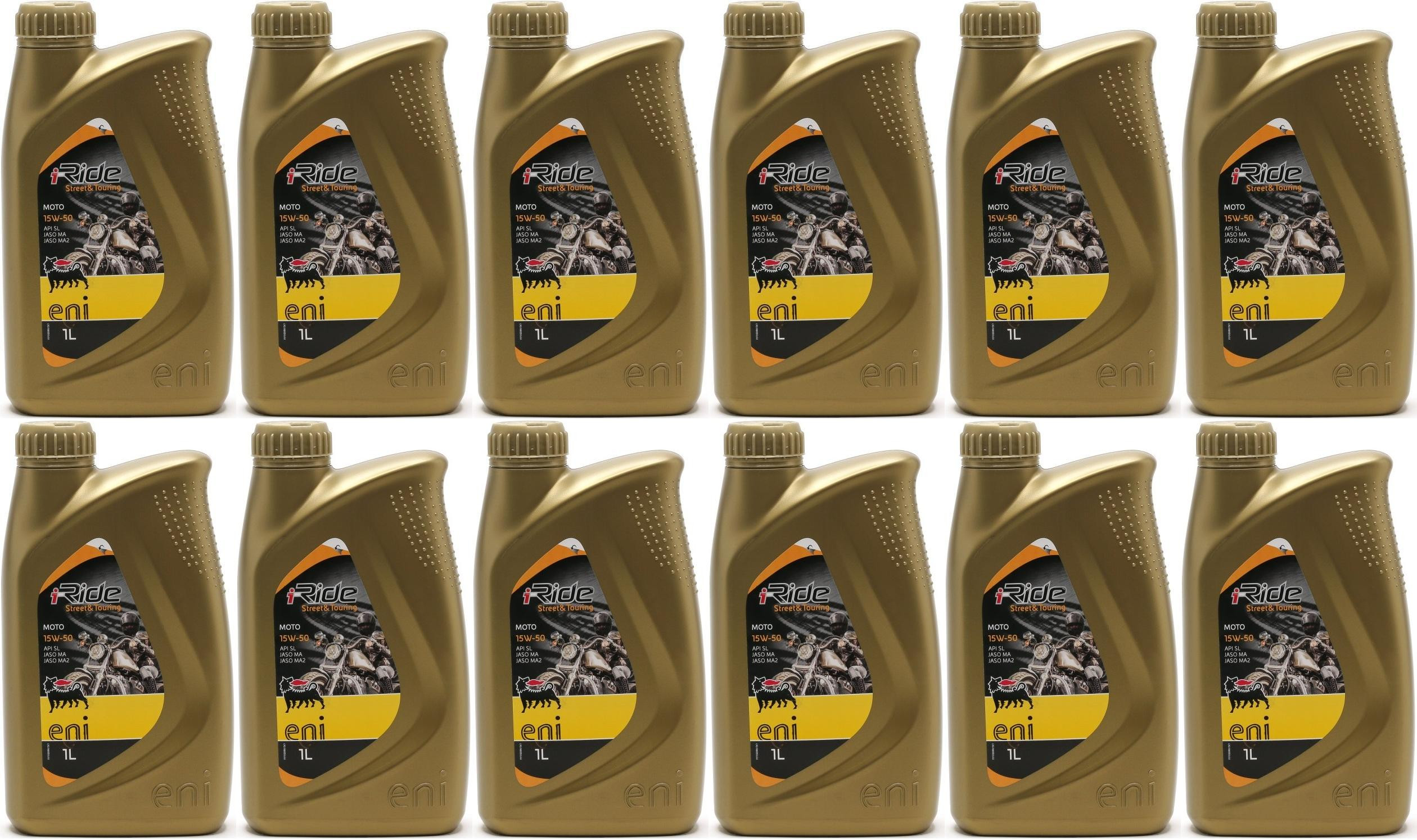 Eni i-Ride Street & Touring Moto 15W-50 teilsynthetisches Motoröl 12x1l=12 Liter