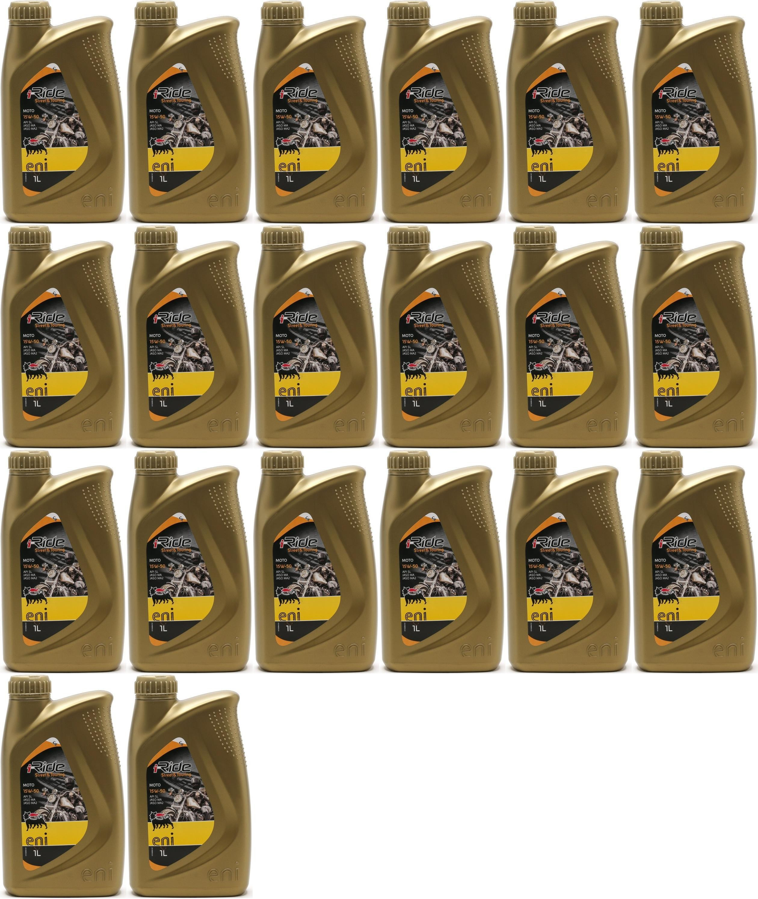 Eni i-Ride Street & Touring Moto 15W-50 teilsynthetisches Motoröl 20x1l=20 Liter