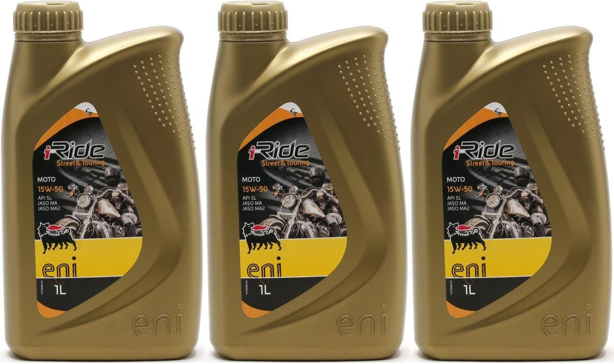Eni i-Ride Street & Touring Moto 15W-50 Motorrad Motoröl 3x 1l = 3 Liter