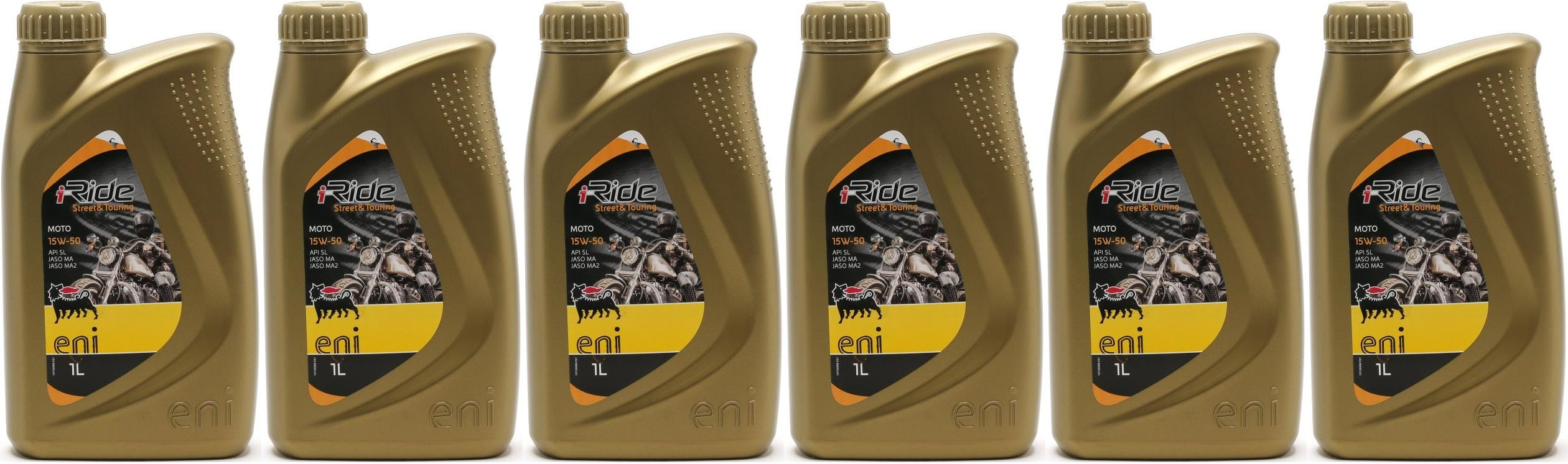 Eni i-Ride Street & Touring Moto 15W-50 Motorrad Motoröl 6x 1l = 6 Liter