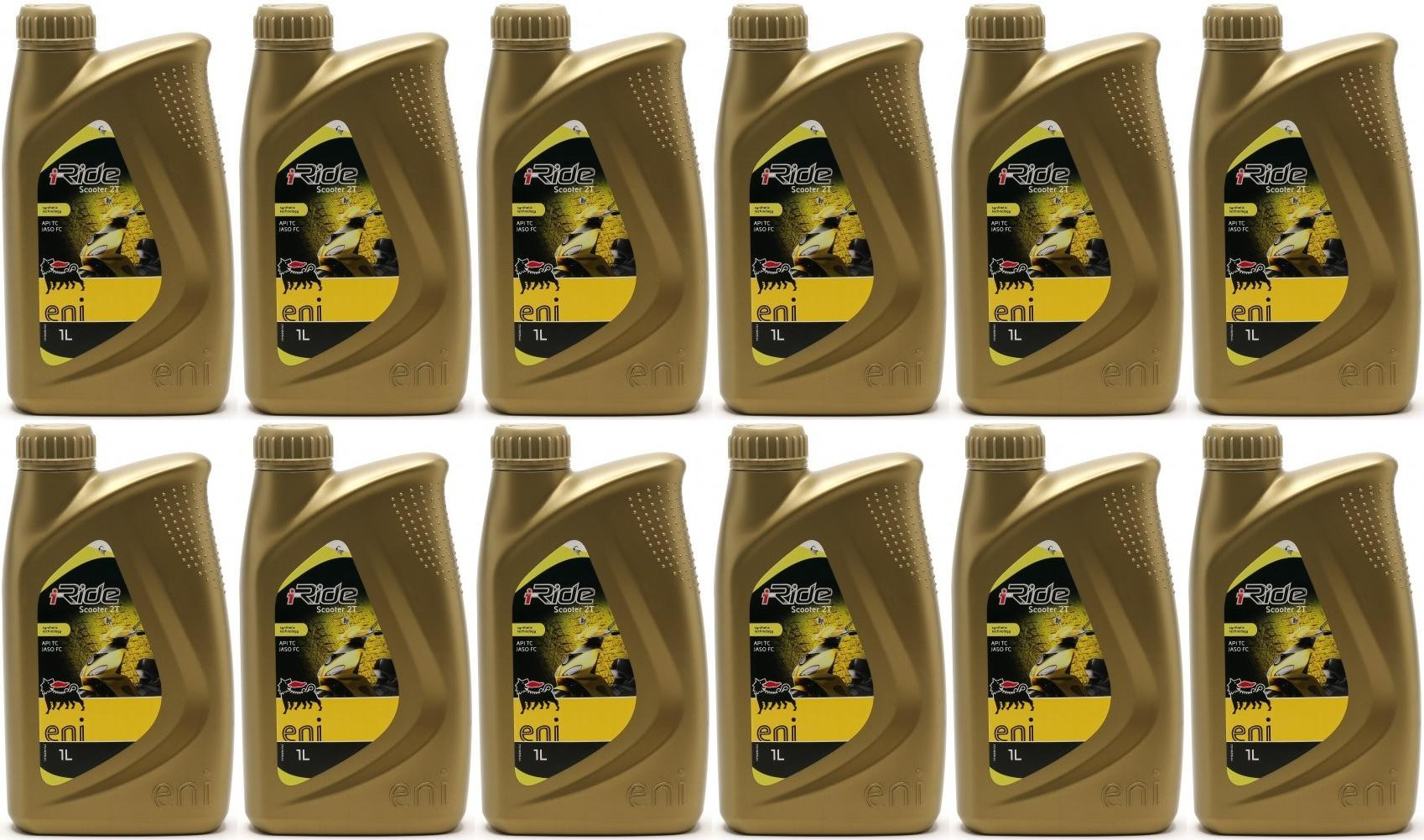 Eni i-Ride Scooter 2T synthetisches Motorrad Motoröl 12x 1l = 12 Liter