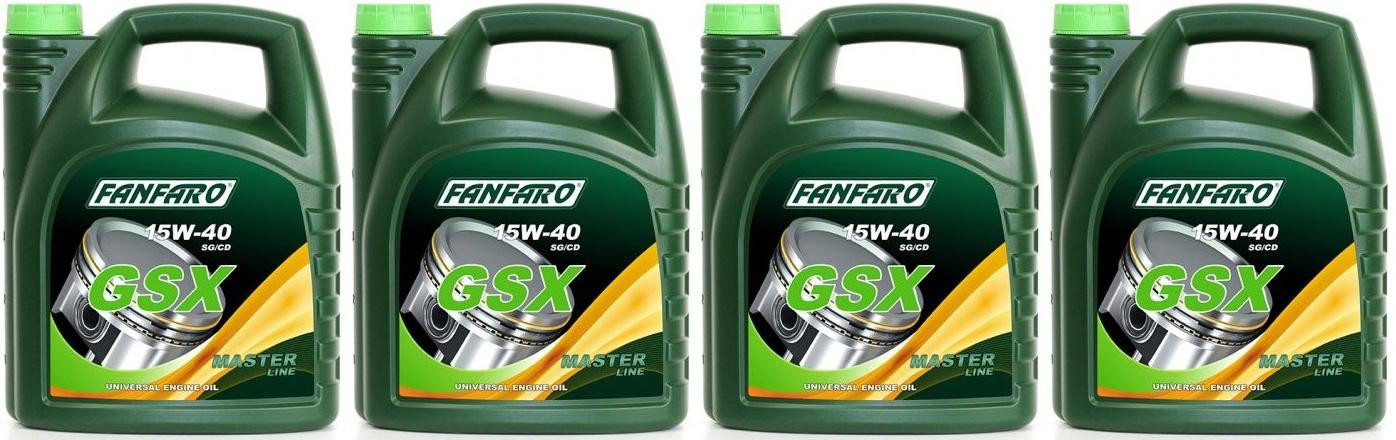 Fanfaro GSX 15W-40 Motoröl 4x 5 = 20 Liter