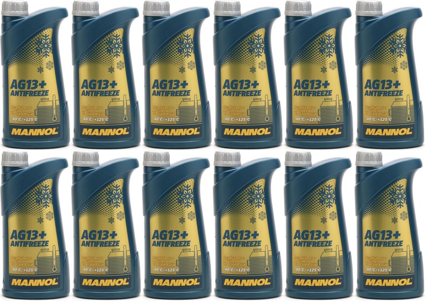 Mannol Kühlerfrostschutz Antifreeze AG13+ -40 Fertigmischung 12x 1l = 12 Liter
