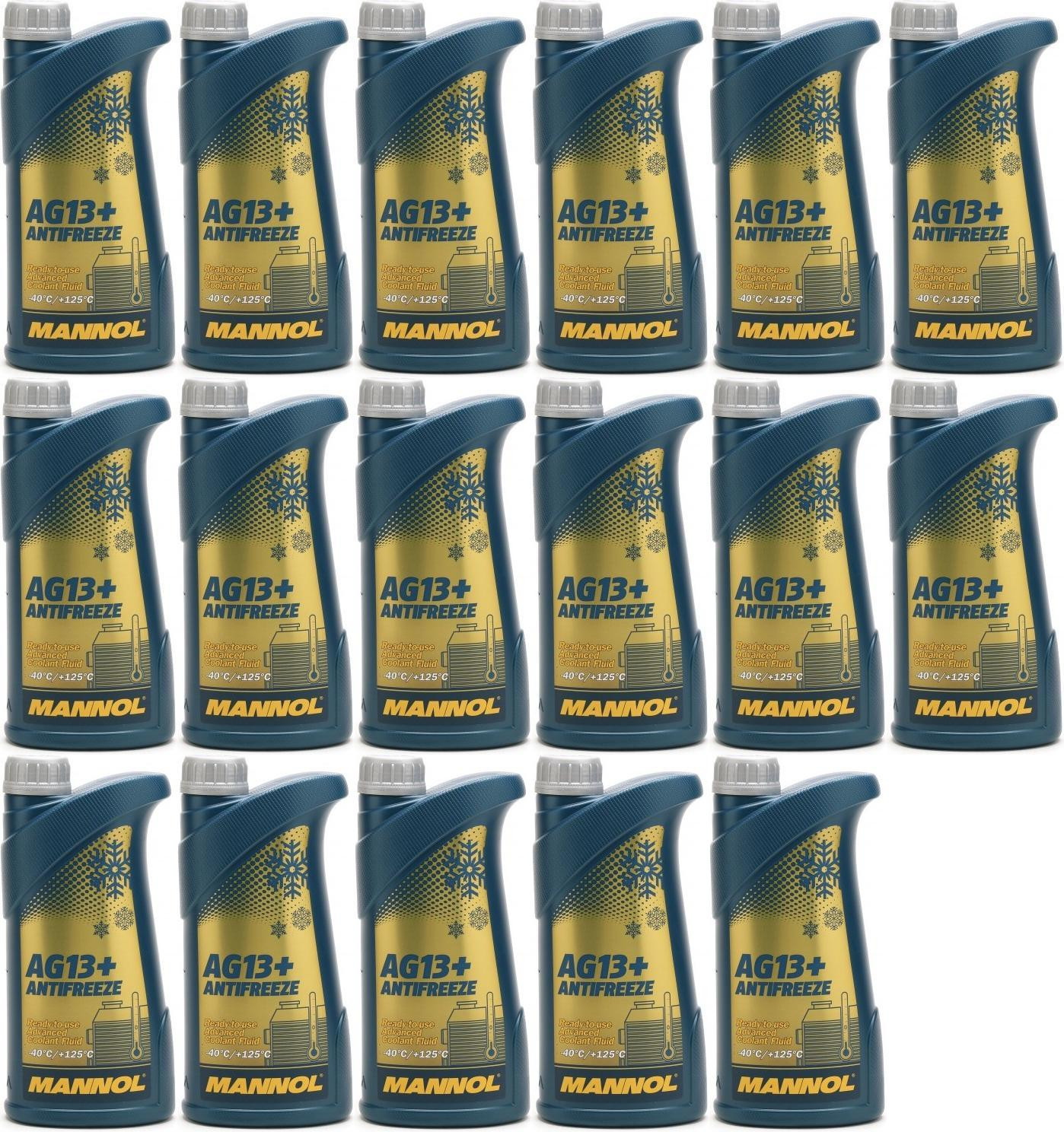 Mannol Kühlerfrostschutz Antifreeze AG13+ -40 Fertigmischung 17x 1l = 17 Liter